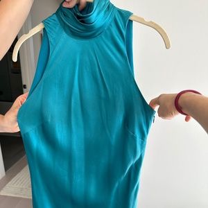 Cinq a Sept: short silk blue dress
